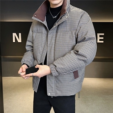 标90男休闲立领羽绒服千鸟格面包服外套上衣A329-YR2563-P280，男装羽绒服，电商A329