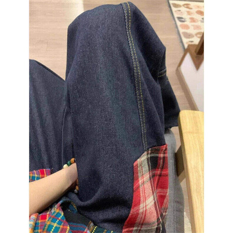 美式设计感口袋弯刀牛仔裤男女宽松vintage拼接阔腿裤LN10277-P60,男装牛仔裤,星座1008