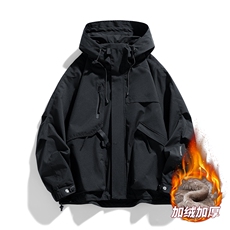 AJ136-P98冬季加绒加厚连帽冲锋衣防风防水插色拼接棉衣外套，男装棉衣，星座109