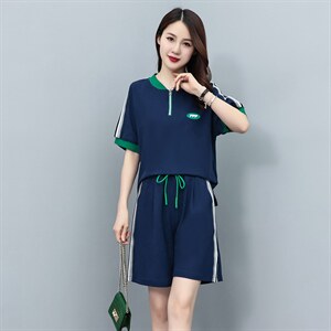 时尚短袖短裤女夏2024新款韩版宽松显瘦休闲运动服跑步,女装运动套装,凯瑟曼