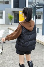 现货，加绒卫衣拼接羽绒服马甲，女装卫衣/绒衫，美依菱