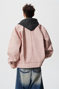 仿鳄鱼皮美式粉色M-5XL大码面层：PU皮夹克男JK78118P95控158图片