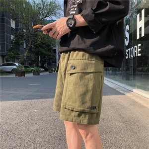 K67/P32新款刺绣质感人字纹五分裤工装中裤大码短裤沙滩裤男控58图片