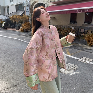 水衣源2607A款新中式提花刺绣短款轻薄羽绒服女图片