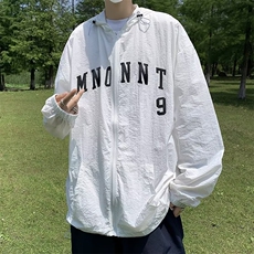防晒衣男韩版潮流字母印花连帽个性帅2023夏季薄款外套W4885-P38，男装防晒衣，星座412-3