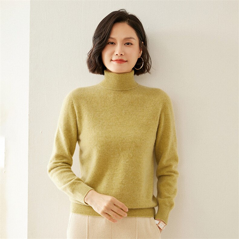 秋冬内搭精纺羊毛衫女半高领套头针织打底衫2024新款软糯薄款毛衣,女装羊毛衫,蚂蚁派对工厂直营店