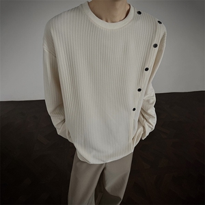 肌理感小众斜扣设计感长袖T恤男休闲打底衫-A2209P35控68图片