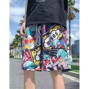 夏威夷冰丝速干休闲沙滩花短裤男可下水泳裤不过膝4分裤子夏薄款图片