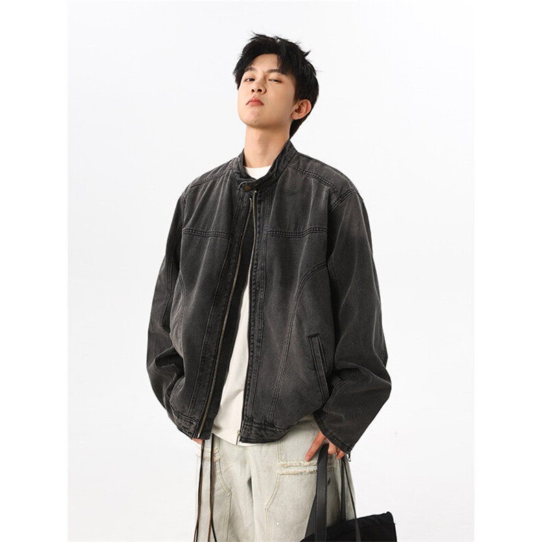 美式复古做旧春夹克设计感百搭男牛仔外套痞帅潮流上衣JK1182-P98，男装夹克，星座1103-3