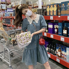 现货~~数据款，娃娃领牛仔连衣裙P110158，女装连衣裙，2C262