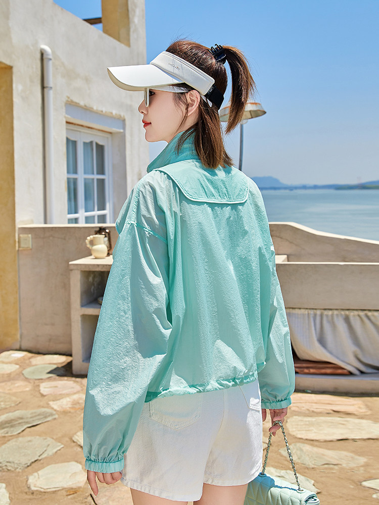 立领防晒衣女短款2025夏季新款百搭透气轻薄长袖小个子防晒服外套,女装防晒衣,可可小西