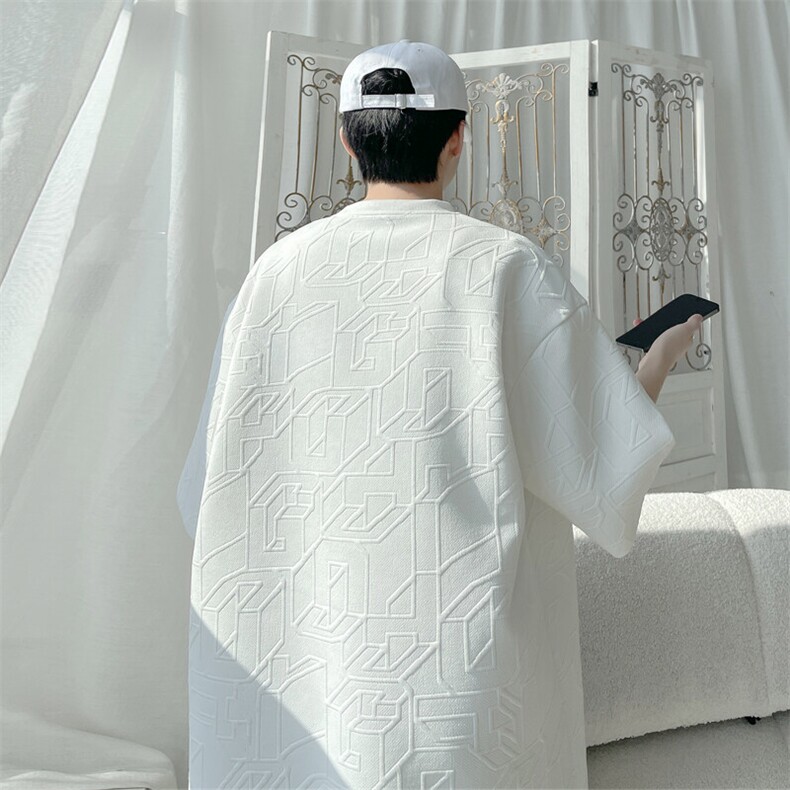2025夏季新款旋律风车大码肌理感短袖T恤M-5XHT25147-特P20,男装T恤,电商A022