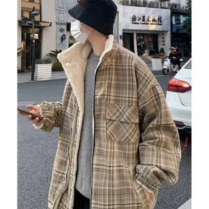 两面穿棉服男款冬季棉衣宽松痞帅棉袄立领羊羔毛外套 M7821图片