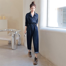 牛仔连体裤女秋装2022新款韩版宽松显瘦设计感连体衣，商品下架区，曼慕纤衣