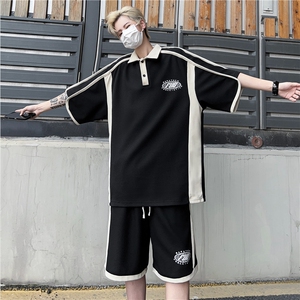 休闲运动服套装男夏季短袖POLO衫青少年短裤潮牌两件套TZ01-P55图片