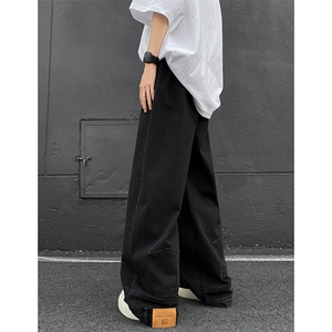 8XL-M特大码牛仔裤男美式高街裤子欧美复古倒装牛仔裤小众K968P50图片