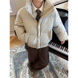 冬季立领加厚棉服PU皮棉衣男宽松保暖情侣美式外套潮MF3667-特P85图片