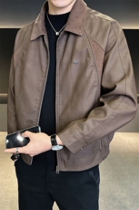 店主风秋季新款皮衣男时尚2025休闲皮夹克外套男装B317/6801/P155，男装皮衣，电商B317