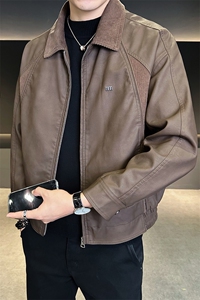 店主风秋季新款皮衣男时尚2025休闲皮夹克外套男装B317/6801/P155图片