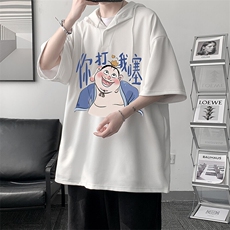 LD54437-P45NASA连帽短袖t恤男大码胖子带帽五分袖中袖，男装T恤，电商A040