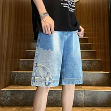 特批P35无差价夏季(你裤子穿反了)口袋倒装贴标牛仔短裤男ND8000，男装牛仔裤，电商A001-1