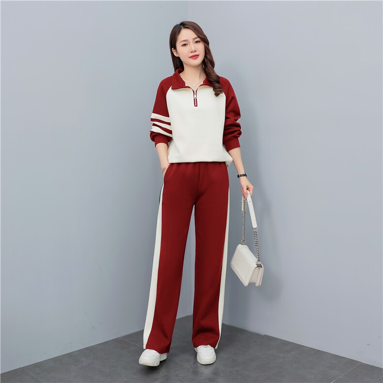 春秋休闲运动服套装女2025新款时尚撞色洋气减龄高级感卫衣两件套,女装套装/套裙,凝聚力