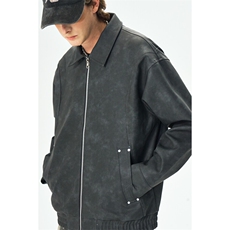 新款现货户外夹克男翻领纯色上衣皮衣外套A157B-J2518-特P85，男装夹克，电商A157B