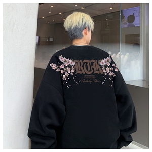 360克重磅纯棉加厚华棉美式卫衣圆领印花大码XZ517A-3-FR8003-P35图片