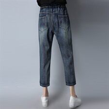 破洞收腰九分裤修身时尚韩版纯色2021年夏季牛仔裤，女装牛仔裤，小林双子