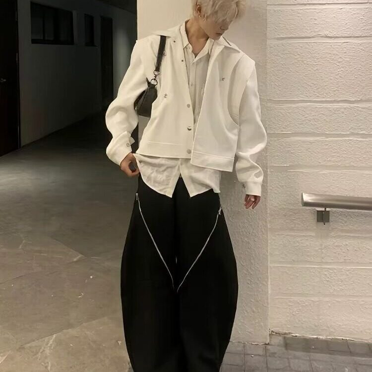 复古垫肩外套男士高级感痞帅春秋季解构小众设计短款夹克J803,男装夹克,星座1116A（原606A-3）