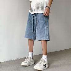 潮流牛仔裤新款短裤日常时尚都市简约男高腰夏季流行慵懒，男装牛仔裤，星座716-2
