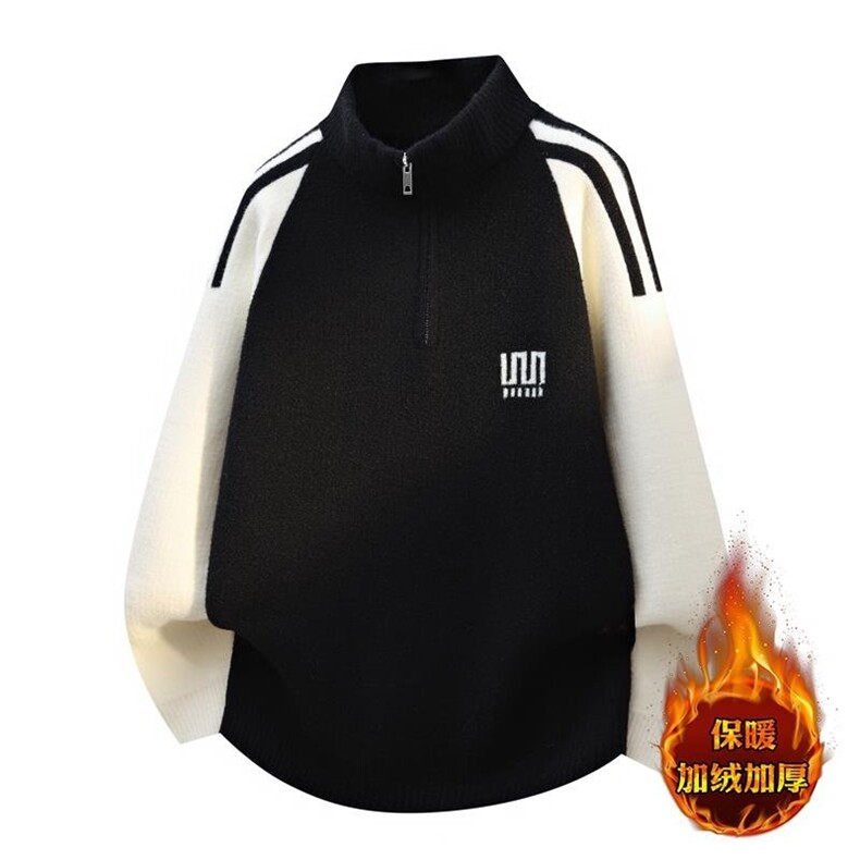 MY7366加绒TP65加绒加厚针织衫男慵懒风套头毛衣外套，男装针织衫/毛衣，电商A320