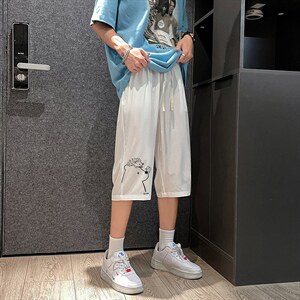 QK72166-P25冰丝七分裤男大码速干短裤男五分裤 港风图片