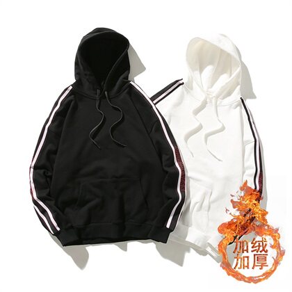 冬季加绒加厚白底日系港风国潮外贸chic风格连帽卫衣潮WY2220-P55图片