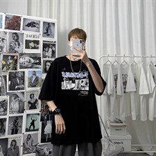 短袖t恤男潮牌潮流学生百搭T恤ins港风夏季宽松半袖上衣TX59-P26图片