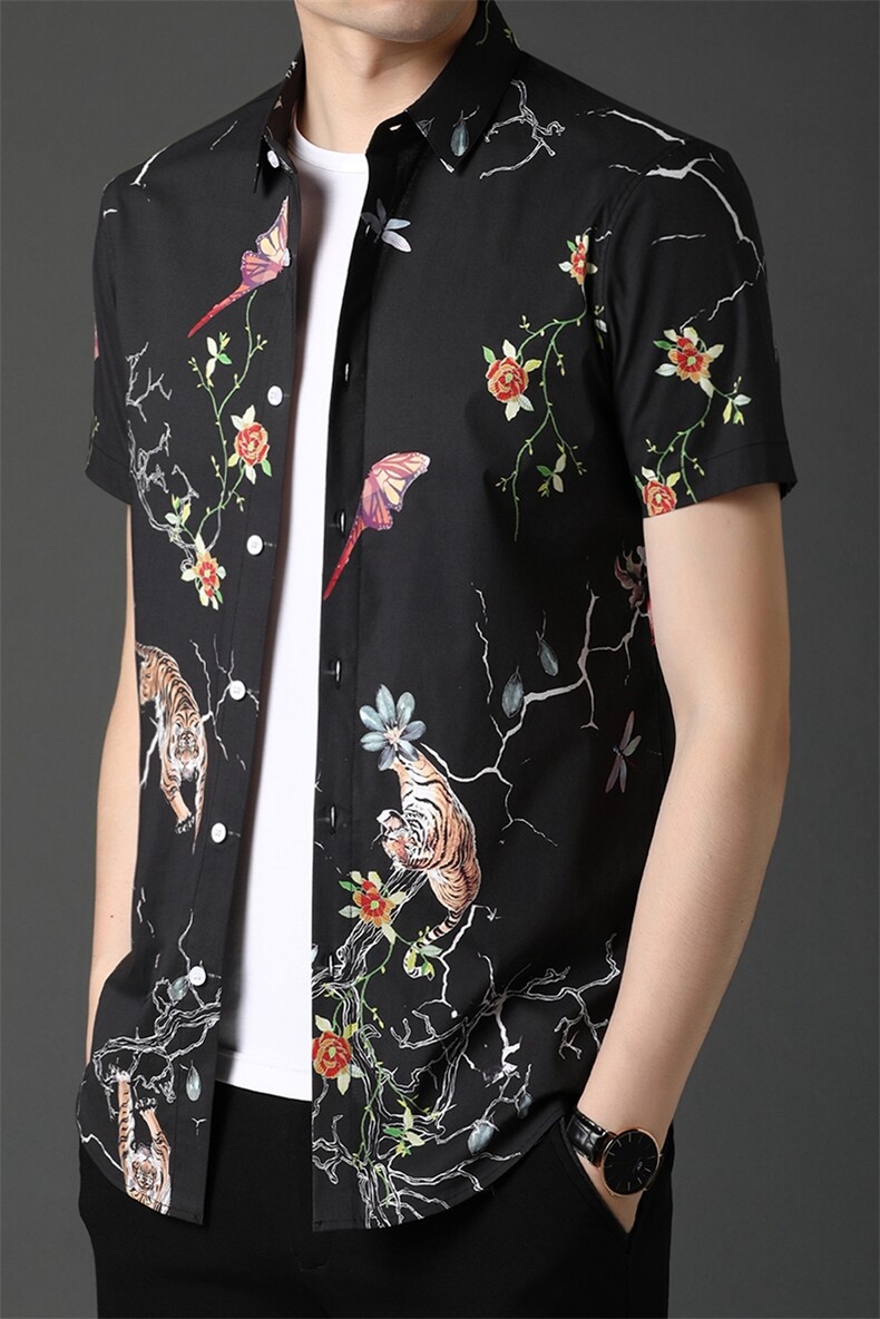 C68802021年夏季新款男式短袖衬衫男商务休闲高端男装,男装衬衫,电商B360