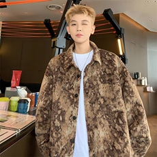 抓毛绒感外套男扎染高街时尚呢料夹克J2648特P50J2648J加绒特P60，男装夹克，电商A001-1