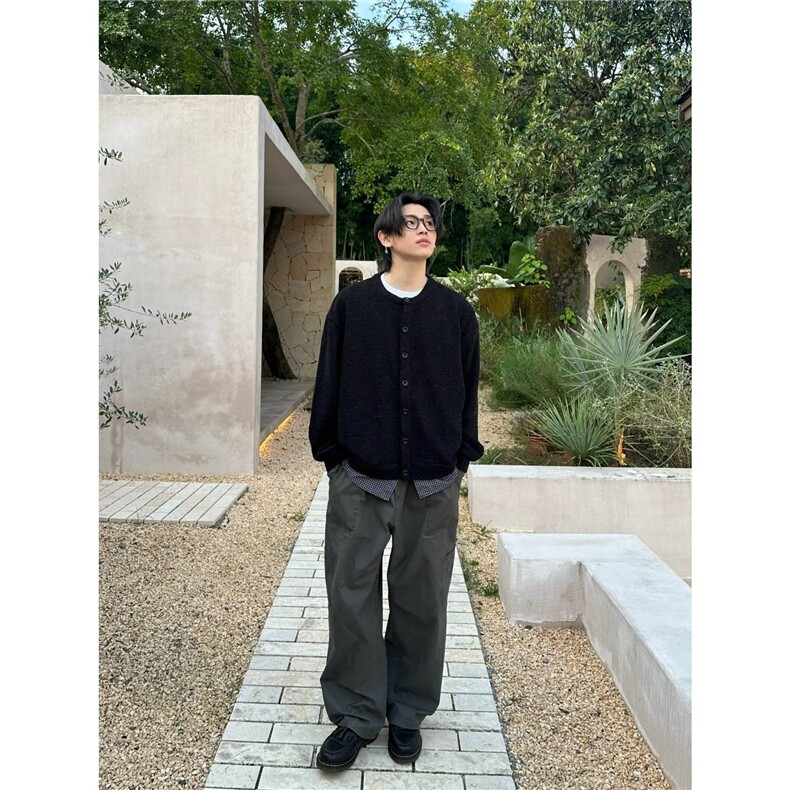 韩东大门春季时尚百搭简约圆领针织开衫男毛衣日系简约百搭外套,男装针织衫/毛衣,星座506A