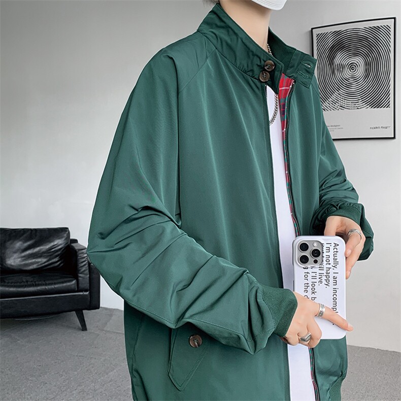 8XL-M美式复古棒球服外套男特大码潮牌双拉链立领夹克衫JK005P85，男装夹克，电商B312