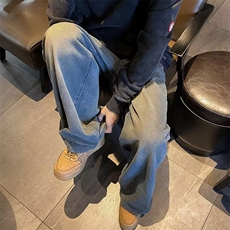 牛仔裤男韩版潮流高街帅阔腿美式2025冬季新款ins长裤RK1265-P43，男装牛仔裤，星座412