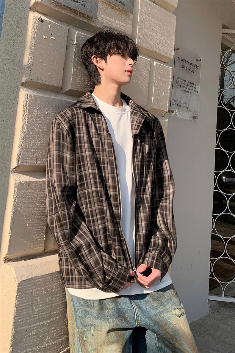街头潮搭时尚个性休闲上衣美式复古工装风开衫衬衫HY712TP55,男装衬衫,电商A102B