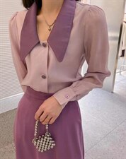 8025玫瑰花扣衬衣紫色今年很爆呀，其它，书房里