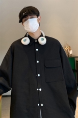 秋款港风咖啡厅小方格纯色衬衫A247-S90P45控68，男装衬衫，电商A247