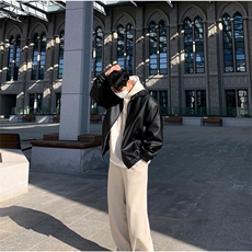 痞帅皮衣夹克外套男春季新款潮牌韩版宽松复古学生工装上衣，男装夹克，星座710
