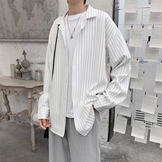 2025夏季潮牌休闲衬衣学院风宽松条纹短袖衬衫C8003P35，男装衬衫，星座1108