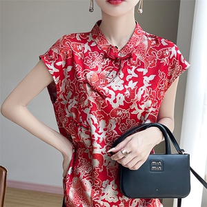 新中式国风女装2025新款夏季短袖衬衫高级感气质盘扣套头小衫上衣图片
