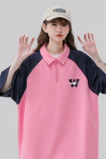 中性风23新夏季时尚翻领印花美式宽松短袖T恤DT462P45控68，男装T恤，A247A