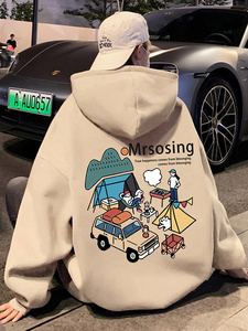 CM116新品重磅纯棉纯连帽卫衣秋冬外套卡通印花帽衫图片