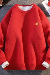 76311-特P58 秋冬休闲毛衣男长袖针织打底衫新年招财进宝外套图片