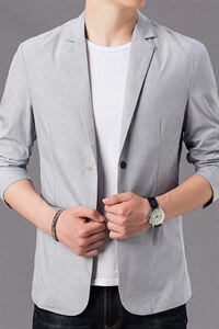 D1922男士2022春季新款长袖西服休闲外套薄款单西修身小西装P135，男装西服，电商B360